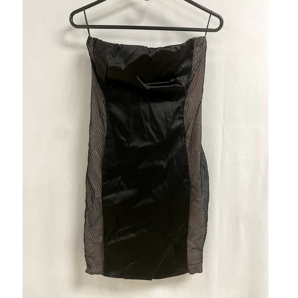 PINKO Vintage Side Mesh Bandeau Cocktail Mini Dress Black Size 8 Sleeveless